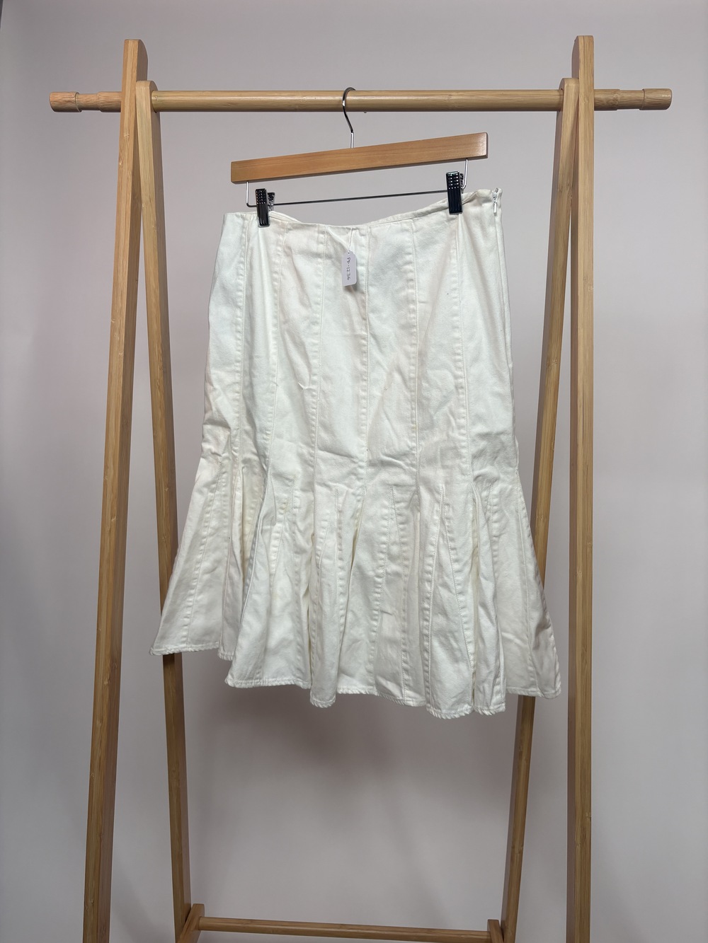 PF-1236 Lauren Jeans Co. White Pleated Jean Skirt